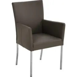 Armlehnstuhl in Edelstahl Echtleder pigmentiert