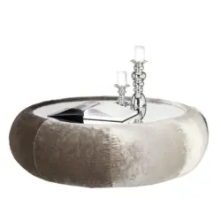 Couchtisch in Glas, Textil, Holzwerkstoff 110/110/40 cm