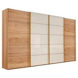 Schwebetürenschrank in Weiß, Eichefarben