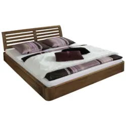 Bett 160/200 cm in Eichefarben, Cognac