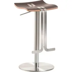 Barhocker in Metall, Leder Braun, Edelstahlfarben