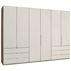 Falttürenschrank in Trüffeleichefarben, Magnolie