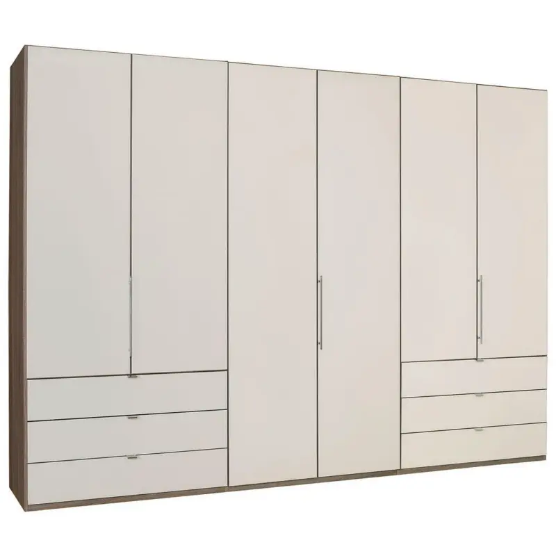 Falttürenschrank in Trüffeleichefarben, Magnolie