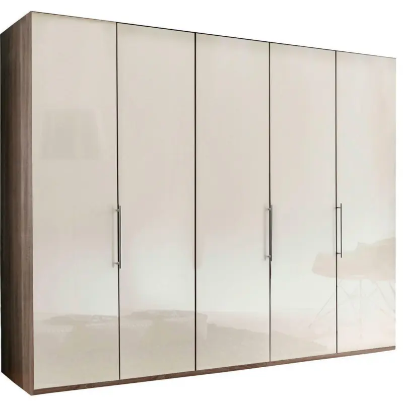 Falttürenschrank in Trüffeleichefarben, Magnolie