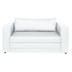 Schlafsofa in Lederlook Weiß