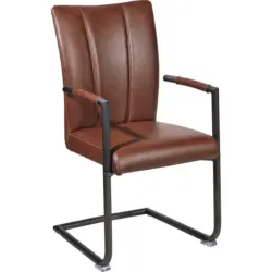 Armlehnstuhl in Stahl Lederlook