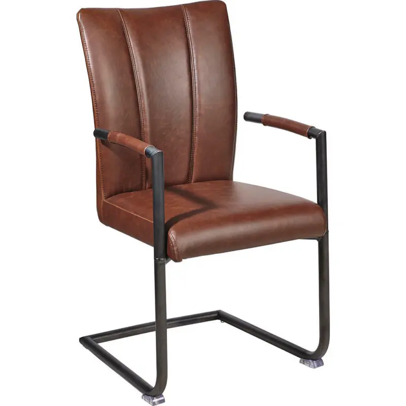 Armlehnstuhl in Stahl Lederlook