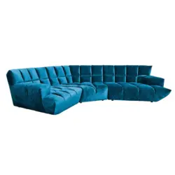 Ecksofa in Velours Blau