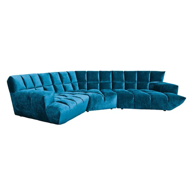 Ecksofa in Velours Blau