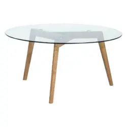 Couchtisch in Holz, Glas 90/90/45 cm