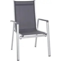 Stapelsessel in Metall, Textil Anthrazit, Silberfarben