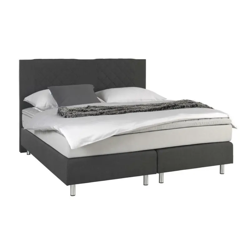 Boxspringbett 180/200 cm in Anthrazit, Hellgrau