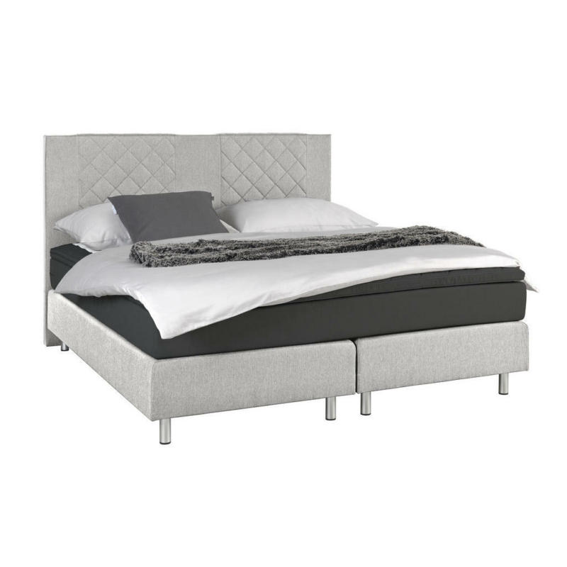 Boxspringbett 160/200 cm in Anthrazit, Hellgrau