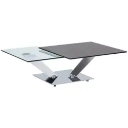 Couchtisch in Metall, Glas, Keramik 84-129/84-106/40 cm