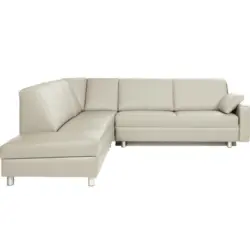 Ecksofa in Echtleder Weiß