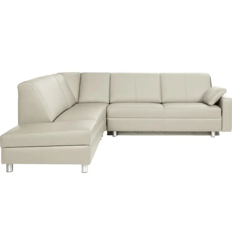 Ecksofa in Echtleder Weiß