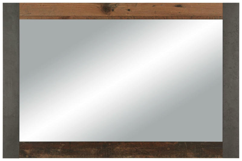 Wandspiegel in Beton- und Holzoptik