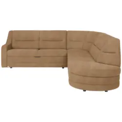 Ecksofa in Flachgewebe Hellbraun