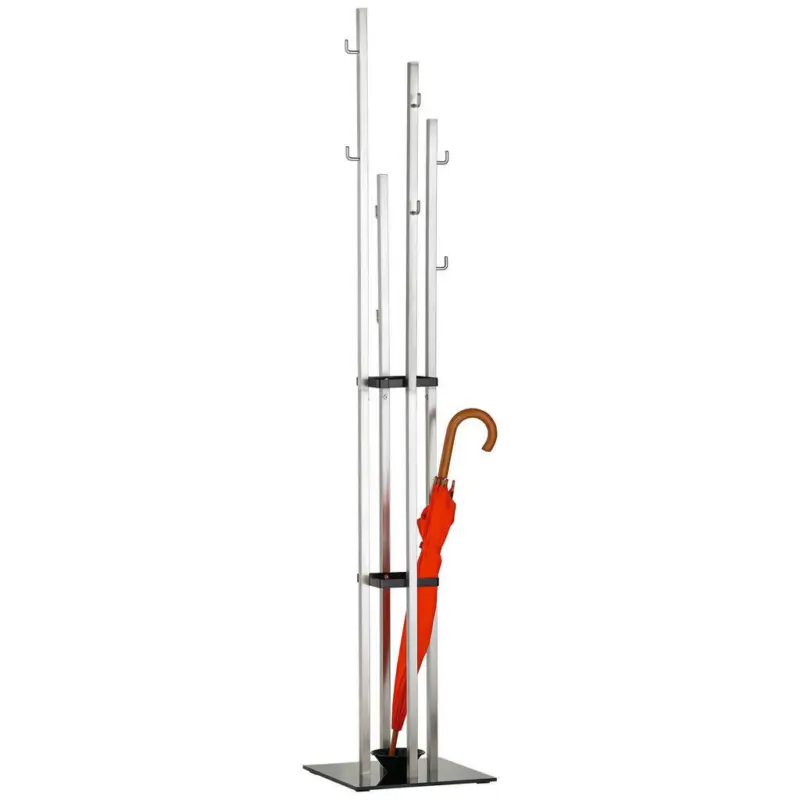 Garderobenständer in Schwarz, Edelstahlfarben 35/182/35 cm