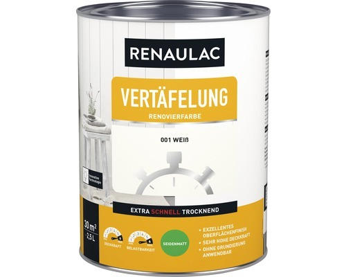 RENAULAC Vertäfelung Holzlack seidenmatt weiß 2,5 L