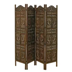 Paravent in Holz Dunkelbraun