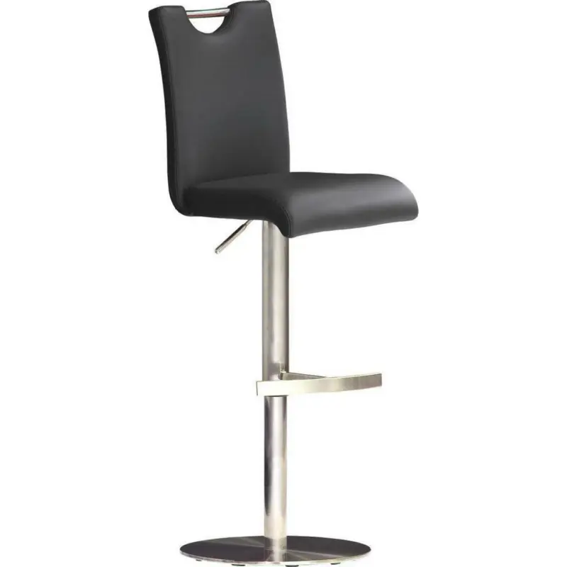 Barhocker in Metall, Textil Schwarz, Edelstahlfarben