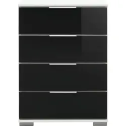 Nachtkästchen in Schwarz, Weiß