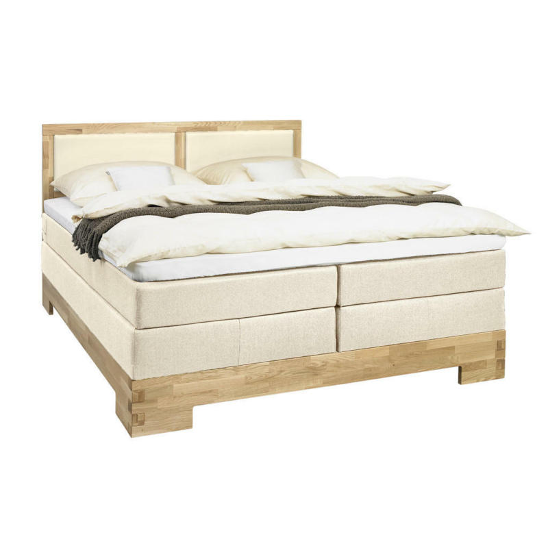 Boxspringbett 180/200 cm in Eichefarben, Beige