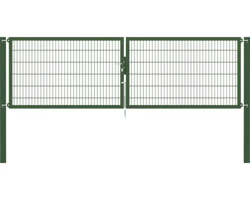 Stabgitter-Doppeltor ALBERTS Flexo Plus 8/6/8 400 x 120 cm inkl. Pfosten 10 x 10 cm grün