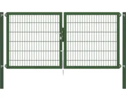 Stabgitter-Doppeltor ALBERTS Flexo Plus 8/6/8 250 x 120 cm inkl. Pfosten 8 x 8 cm grün