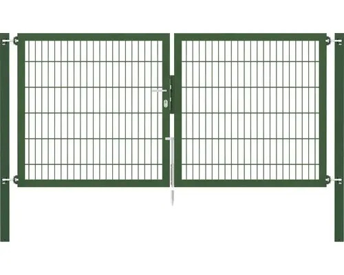 Stabgitter-Doppeltor ALBERTS Flexo Plus 8/6/8 250 x 120 cm inkl. Pfosten 8 x 8 cm grün