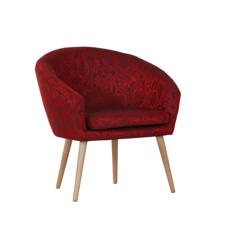 Sessel in Flachgewebe Schwarz, Dunkelrot