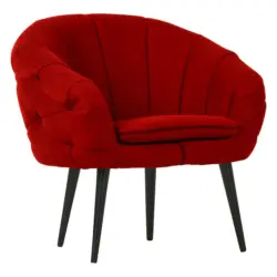 Sessel in Velours Dunkelrot