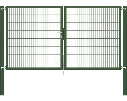 Stabgitter-Doppeltor ALBERTS Flexo Plus 8/6/8 300 x 160 cm inkl. Pfosten 8 x 8 cm grün