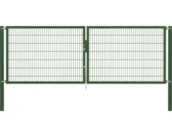 Stabgitter-Doppeltor ALBERTS Flexo Plus 8/6/8 400 x 140 cm inkl. Pfosten 10 x 10 cm grün