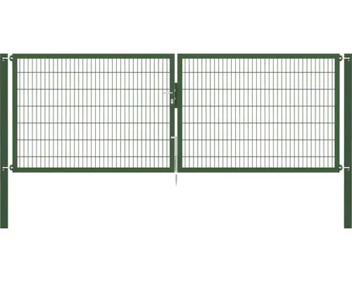 Stabgitter-Doppeltor ALBERTS Flexo Plus 8/6/8 400 x 140 cm inkl. Pfosten 10 x 10 cm grün