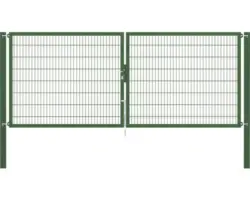Stabgitter-Doppeltor ALBERTS Flexo Plus 8/6/8 400 x 160 cm inkl. Pfosten 10 x 10 cm grün