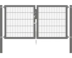 Stabgitter-Doppeltor ALBERTS Flexo Plus 8/6/8 200 x 100 cm inkl. Pfosten 8 x 8 cm anthrazit