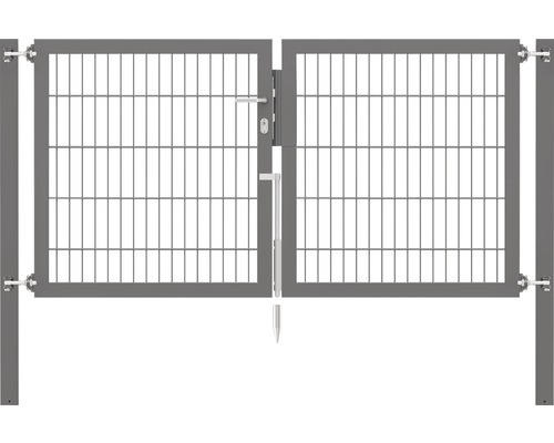 Stabgitter-Doppeltor ALBERTS Flexo Plus 8/6/8 200 x 100 cm inkl. Pfosten 8 x 8 cm anthrazit