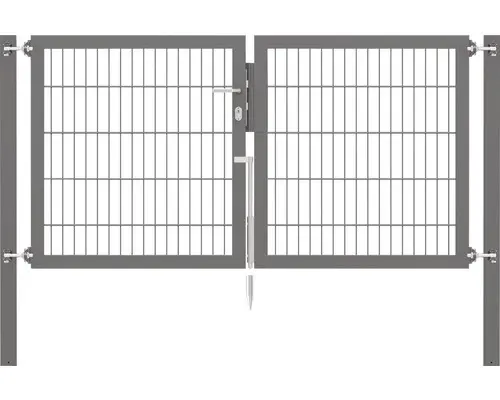 Stabgitter-Doppeltor ALBERTS Flexo Plus 8/6/8 200 x 100 cm inkl. Pfosten 8 x 8 cm anthrazit