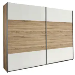 Schwebetürenschrank in Weiß, Sonoma Eiche