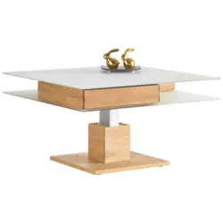 Couchtisch in Holz, Glas, Holzwerkstoff 90/90/35,5 cm