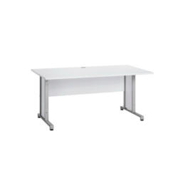Schreibtisch 160/80/75 cm in Weiß, Alufarben