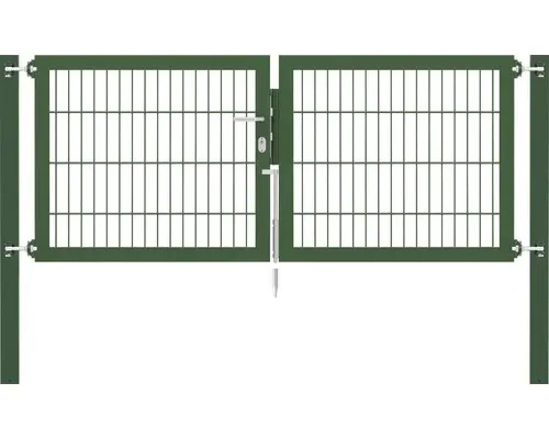 Stabgitter-Doppeltor ALBERTS Flexo Plus 8/6/8 200 x 80 cm inkl. Pfosten 8 x 8 cm grün