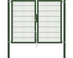 Stabgitter-Doppeltor ALBERTS Flexo Plus 8/6/8 200 x 160 cm inkl. Pfosten 8 x 8 cm grün
