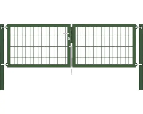 Stabgitter-Doppeltor ALBERTS Flexo Plus 8/6/8 250 x 80 cm inkl. Pfosten 8 x 8 cm grün
