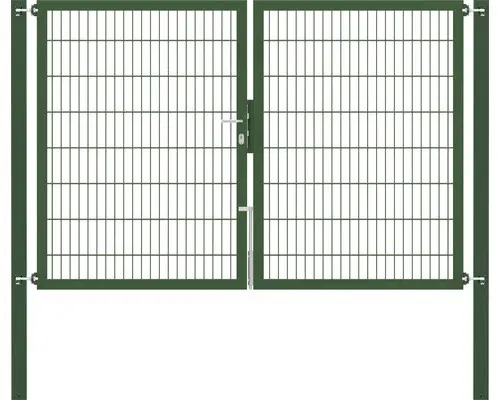 Stabgitter-Doppeltor ALBERTS Flexo Plus 8/6/8 250 x 160 cm inkl. Pfosten 8 x 8 cm grün