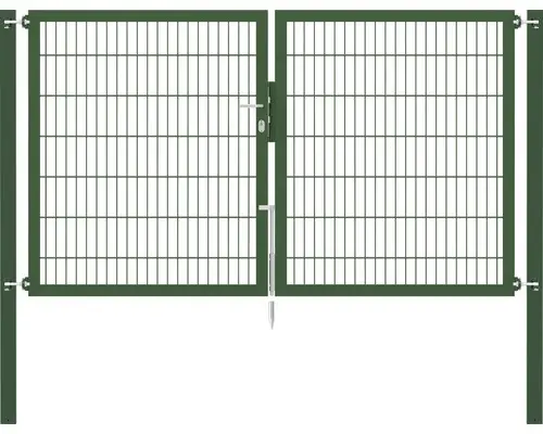 Stabgitter-Doppeltor ALBERTS Flexo Plus 8/6/8 250 x 140 cm inkl. Pfosten 8 x 8 cm grün