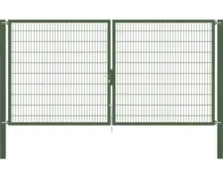 Stabgitter-Doppeltor ALBERTS Flexo Plus 8/6/8 400 x 200 cm inkl. Pfosten 10 x 10 cm grün