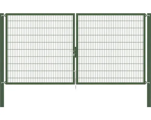 Stabgitter-Doppeltor ALBERTS Flexo Plus 8/6/8 400 x 200 cm inkl. Pfosten 10 x 10 cm grün